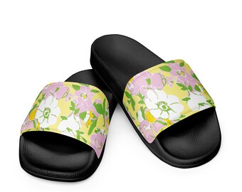 Sandalias de mujer con estampado floral amarillo