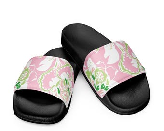 Sandalias de mujer rosas y verdes