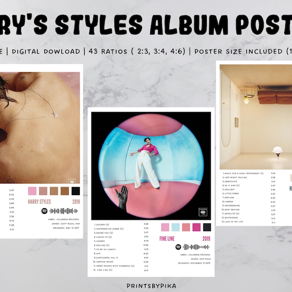 Harry Styles Album Print| Set of 3 Posters| Wall Art Print