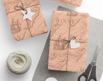 Carta da regalo premium con mappe d'epoca / Carta da regalo del vecchio mondo / Carta effimera