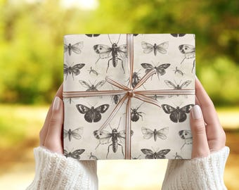 Papel de regalo con insectos y escarabajos vintage / Papel de regalo / Artículos de papel