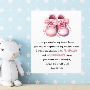 Fearfully and Wonderfully Made Canvas Art, Inspirational Wall Decor, Baby Shower Gift, Nursery Art, Scripture Print, Christian Home Decor