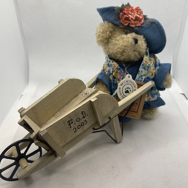 Boyd’s Bears Allison Rose Berriweather Soft Bear and Wood Wheelbarrow