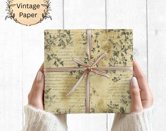 Rustic Vintage Gift Wrap, Handwritten Design, Fine Art Paper