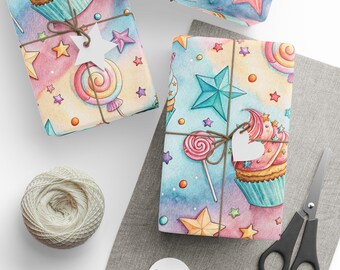 Watercolor Pastel Cupcakes Wrapping Paper | Baking Pattern Gift Wrap
