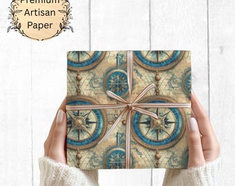 Mariners Compass Wrapping Paper | Gift Wrap for Travelers | Unique Paper for Birthdays, Holidays, and Special Occasions