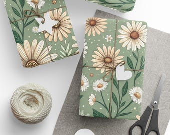 Charming Daisy Floral Wrapping Paper, Eco-Friendly Gift Wrap