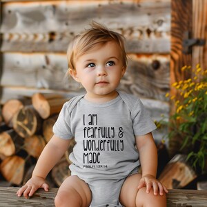 Fearfully and Wonderfully Made, Infant Onesie, Baby Shower Gift, Newborn Outfit, Religious Gift, Cute Baby Bodysuit, Children&#39;s Apparel