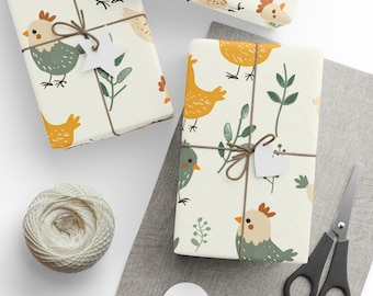 Cute Chick Pattern Wrapping Paper | Chickens Floral Gift Wrap