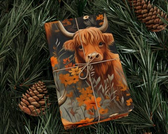 Papel de regalo de vaca de las Tierras Altas / Papeles de regalo de granja