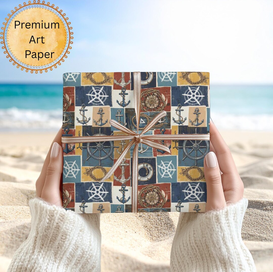 Wrapping Papers | Nautical Theme Color Block Pattern Gift Wrap ...