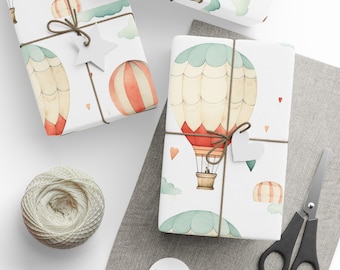 Hot Air Balloon Gift Wrap | Baby Shower Wrapping Paper | Premium Baby Paper