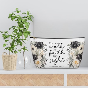 Inspirational Accessory Pouch, Faith-Based Makeup Bag, Floral Zipper Pouch, Christian Gift, Travel Organizer, Scripture Storage
