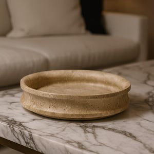 Travertine Tray Round, Travertine Vanity Tray, Beige Travertine Tray, Multifunctional Travertine Display, Travertine Bathroom Organizer