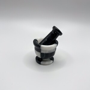 Green Onyx Mortar and Pestle: 2" Mini Kitchen Decor Black & White Marble