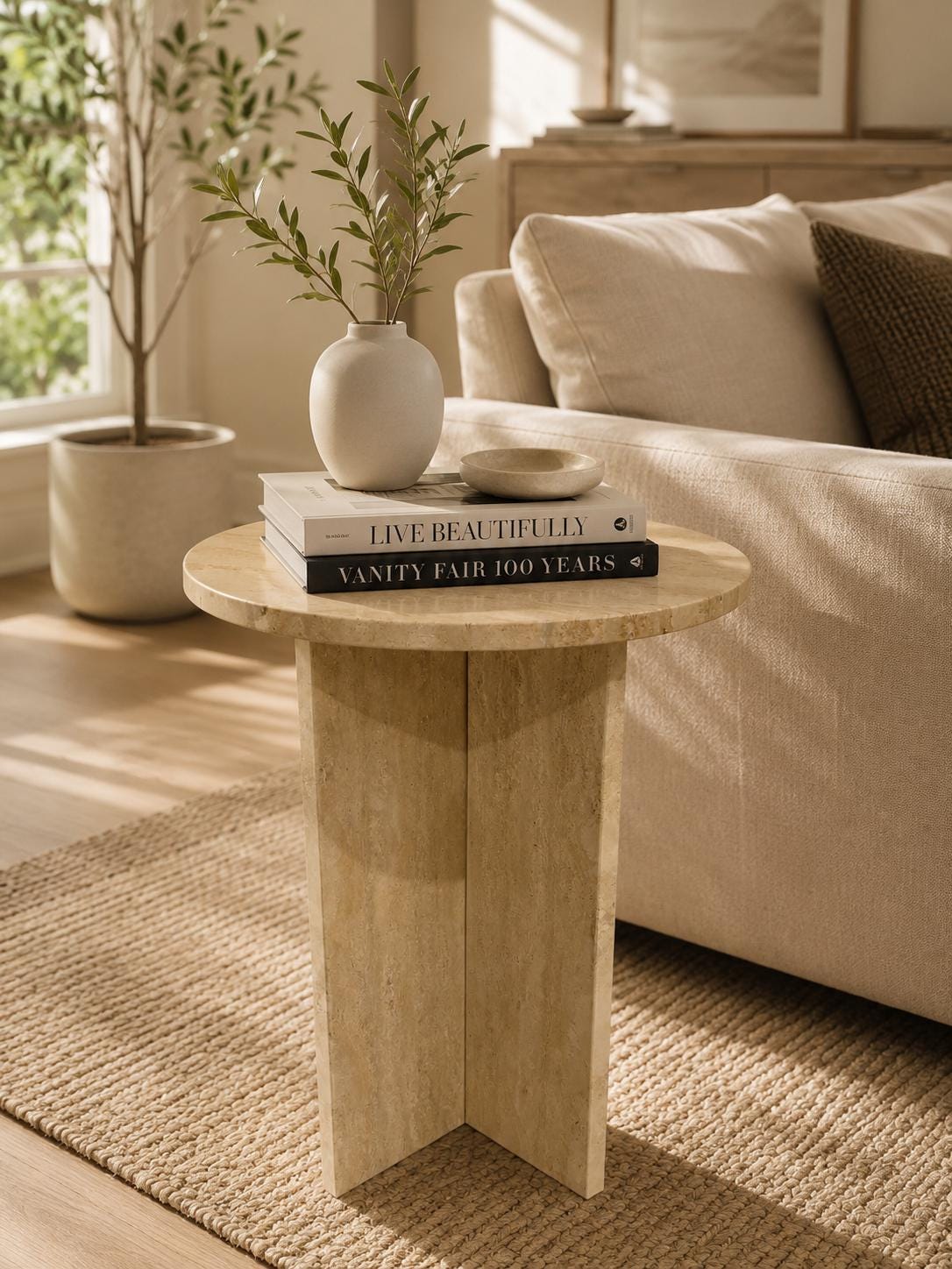 Travertine side table - Etsy 日本