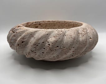 Travertin-Schale für Dekor, dekorative Travertin-Schale, Stein-Mittelstück, einzigartiges Design-Schüssel, Catchall-Tablett, Schmuckorganisator-10-Zoll-Schüssel