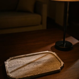 Travertine Tray, Silver Travertine Tray, Travertine Tray Natural Finish, Travertine Decor, Stone Tray, Travertine Display