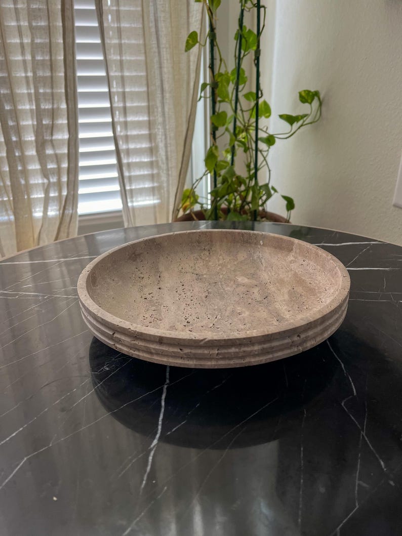 Travertine Tray, Exclusive Travertine Tray, Travertine Decor, Natural Stone Decor, Perfume tray, Travertine Round Tray, Organizer Tray, Bathroom vanity tray
