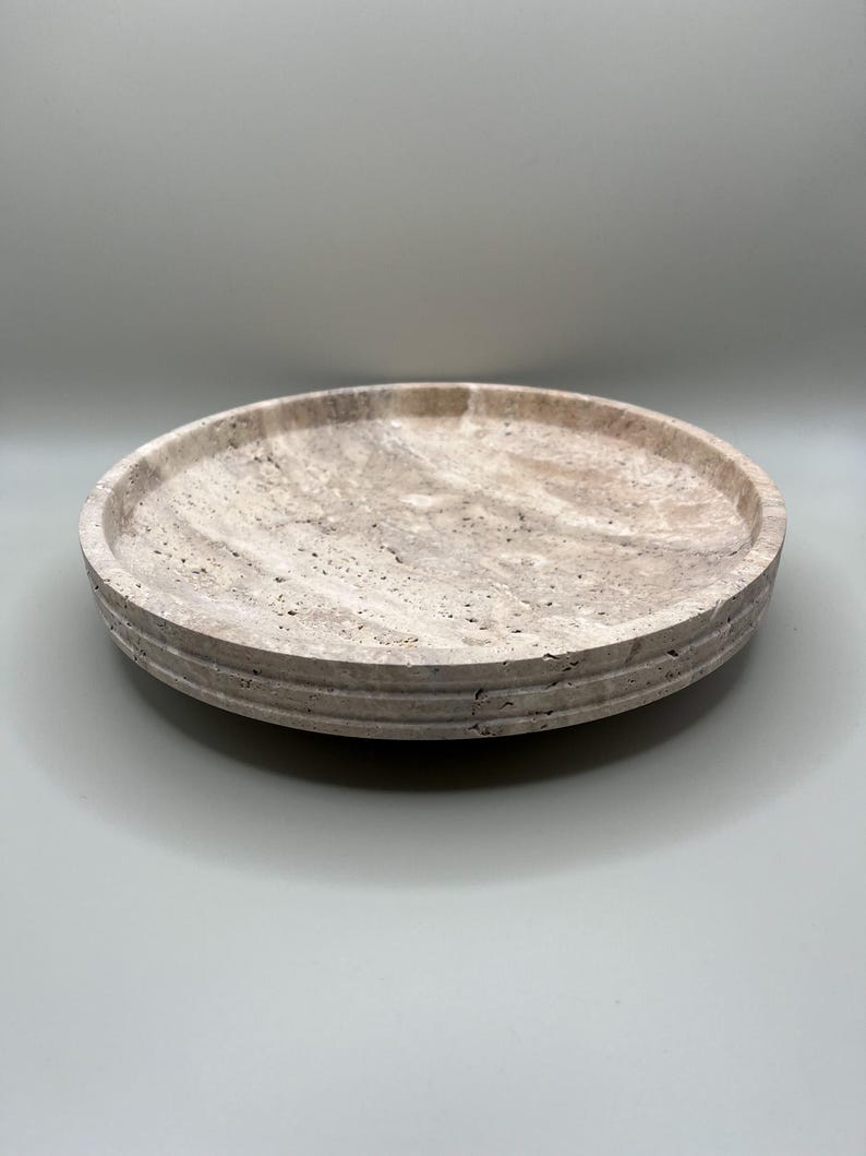 Travertine Tray, Exclusive Travertine Tray, Travertine Decor, Natural Stone Decor, Perfume tray, Travertine Round Tray, Organizer Tray, Bathroom vanity tray