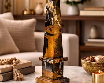 Antique Marble Obelisk, Handmade Michelangelo Marble Obelisk, Italian Marble Decor, Vintage Stone Obelisk, Marble Tower Sculpture