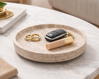 Vassoio in travertino fatto a mano: elemento decorativo per la casa da 10 pollici
