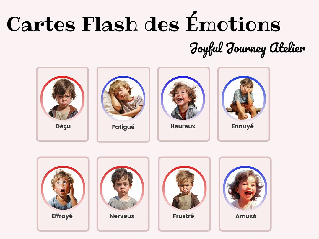 Printable French Emotion Flashcards Etsy