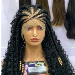 Braided Wig, braids wig, handmade cornrow wig for black women, free shipping, French Stitch braids, wig, feeder braids