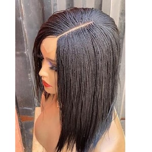 Tiny twist braids. straight waive curls Braided Wig, Braid wig, Closure wig Senegalese twist. Short light wig. Handmade Uk wig