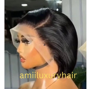Custom Wig | Natural Color Pixie Cut Cuticles Aligned Virgin Human Hair Full Lace Wig, free shipping, wig for black Women