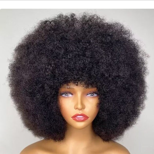 Echthaar-Afro-Perücke, Naturhaar-Perücke für schwarze Frauen, leichte Perücke, kostenloser Versand