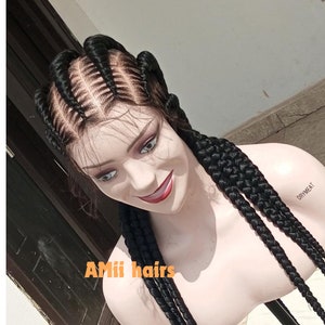 All black cornrow wig,Feed In Braids Wig for black women gift for women full lace front Unit cornrow wigs dreadloc Ghana ket braids Cornrow