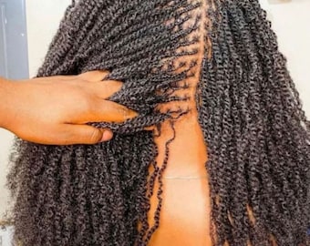 Peluca de cabello humano con encaje completo, peluca trenzada, peluca rizada, peluca trenzada para mujer negra, pelucas trenzadas de encaje, peluca rizada.