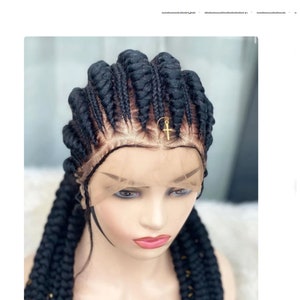 オールブラックガーナ織り、コーンロウ編み込みウィッグ、黒人女性用ロングヘアウィッグ、送料無料、
