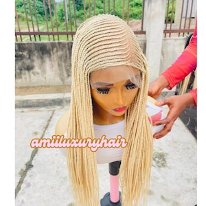 Cornrow Braided Wig,ket cornrow unit,feedin braids,stitch cornrow,Ghana weave knotless braids wig for black women,Full lace.
