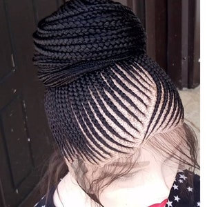 Braided Wig, braids wig, cornrow unit. Updo cornrow wig style. Can be made in any colour. Braided shuku weave