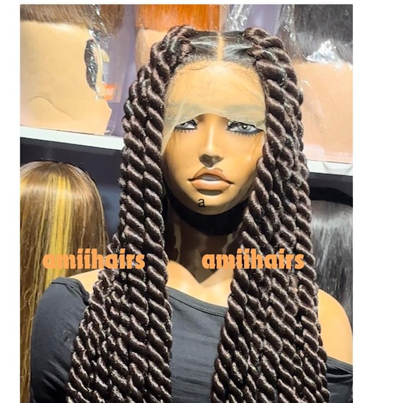 Braided Full Lace Wig: Jumbo Twist Box Braids, Colour 33 - Etsy display picture 1