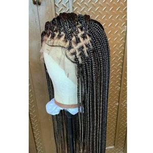 knotless braided wig for black women handmade box braid wig full lace front glueless wig, straight bob wig small medium personalized braids