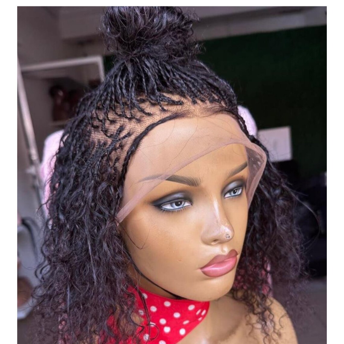 Braided Wig, Braids Wig, Goddess Faux Locs.. FULL Frontal WIG. Boho