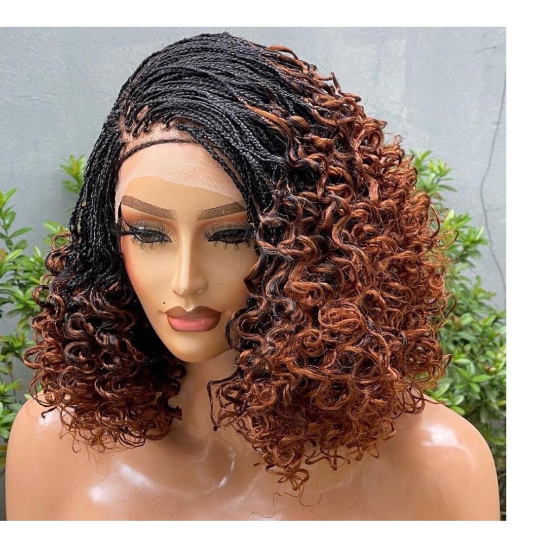 Braided Wig, Braids Wig, Goddess Faux Locs.. FULL Frontal WIG. Boho
