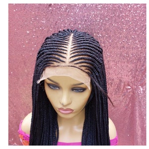 READY to ship Fulani Braided Wig, Braids wig, Cornrow wig, feeding braids, Ghana weave braids, wig for black women, custom made wig,