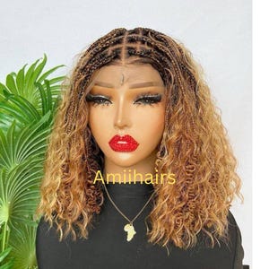 Boho Knotless Braided Wig: Human Hair Curls, Goddess Braids