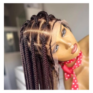 human hair full lace, knotless box braids, braided wig, wig for black women, free shipping, natural braids, uk wig