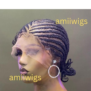 Cornrow braided wig. straight braid. custom order. wig for black . wig for white. everyday wig. light weight wig, simple wig