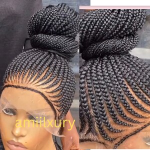 Braided Wig, Cornrow wig, handmade wig,Braidwig,Braidswig. Full frontal,Black women wig, women gift, platinum feedin braids,handmade