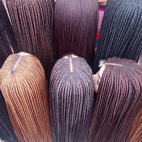 r. Center Part Cornrow Braided Wig: Ghana Weave Closure Braids - Etsy