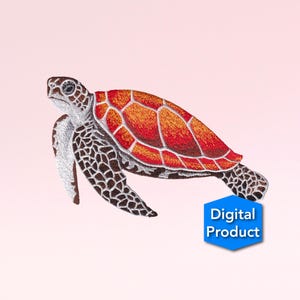 Turtle - Ocean Animal Embroidery - Sea Creature  - Machine Embroidery - Digital Designs - Instant Download