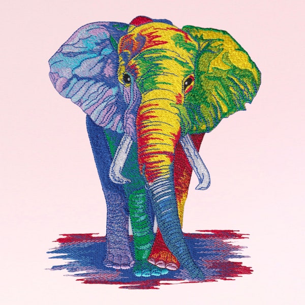 Colorful Elephant - Animal Embroidery - Machine Embroidery - Digital Designs - Instant Download