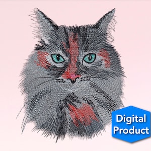 Kattansiktslogotyp - Djur- och husdjursbroderi - Maskinbroderi - Digitala designer - Direkt nedladdning