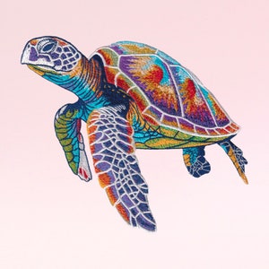 Tartaruga colorida - Bordado de animais do oceano - Criatura do mar - Bordado à máquina - Desenhos digitais - Download instantâneo